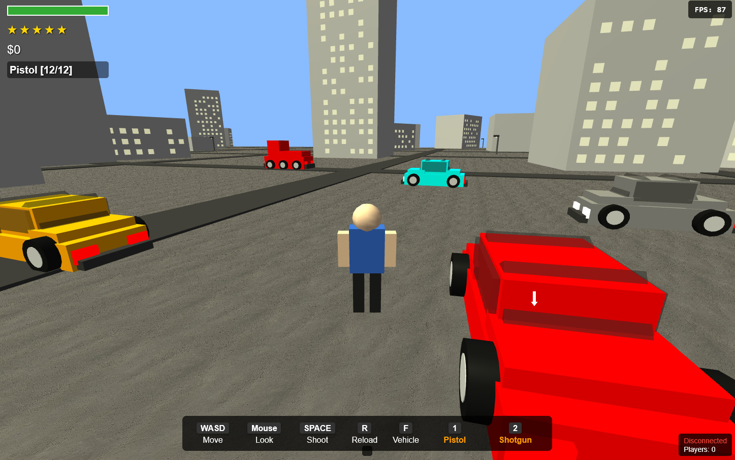 Grand Theft AI - GTA inspired game. You can walk or ride around the...
